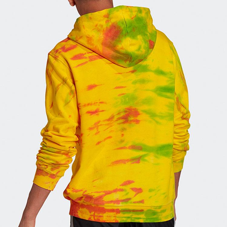Adidas Originals Logo Print Tie-Dye Hoodie Loose Casual Daily Tops Men Yellow GD6002