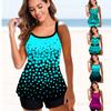 Womens Ladies Fashion Halter Swimwear Two Pieces Bathing Suit Printed Tankini Top Boyshorts Swimming Wear Swimsuit Swim S-4XL