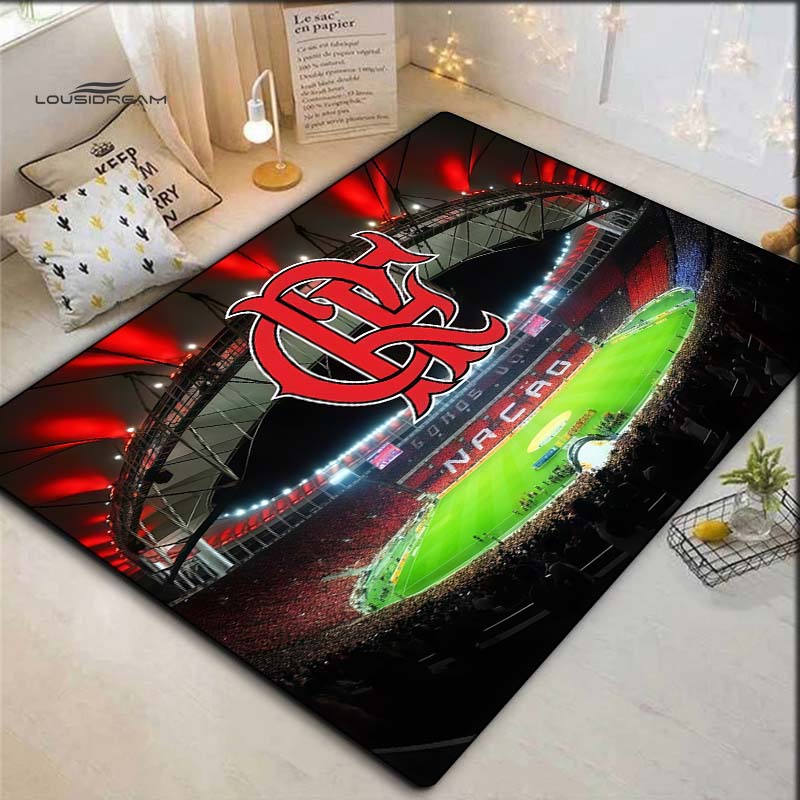 Football Stadium Club Badge Print Area Rug Non‑Slip Floor Mat Living Room Bedroom Fan Decor