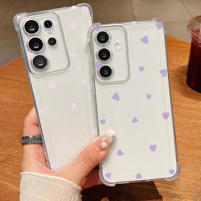 Чехол для телефона с узором в виде маленьких сердечек для Samsung Galaxy S26 S25 S24 S23 Ultra S22 Plus S21 S24 S25 FE, прозрачный, противоударный, мягкий