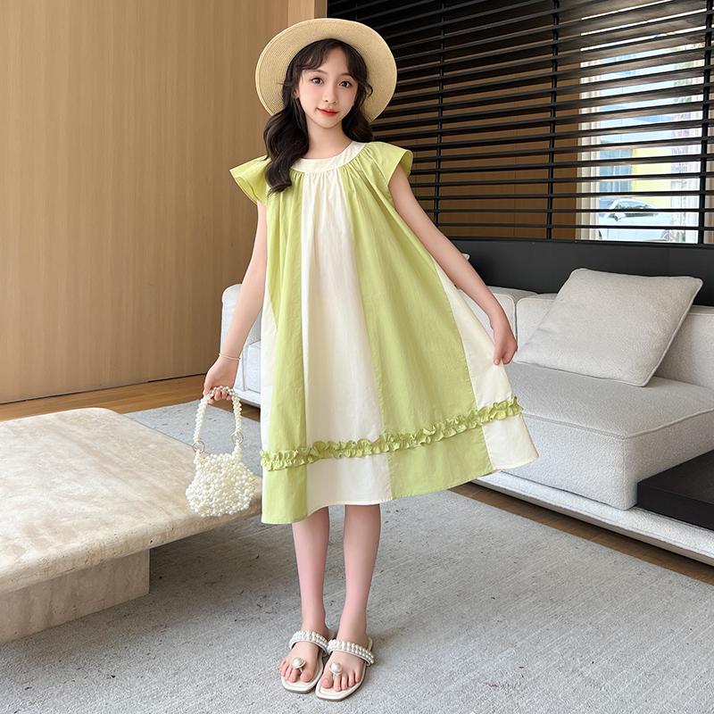 New Summer Dress for Girls, Children's Summer Internet Celebrity, Western Style Cotton Princess Dress, Girls' Thin Dress