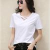Летняя футболка женская свободный топ с V-образным вырезом