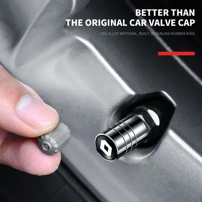 4Pcs Car Tire Valve Stems Cap Metal Tire Wheel Stem Air Valve Cap For renault Koleos Kadjar Scenic Megane Sandero Grand Sill OO8
