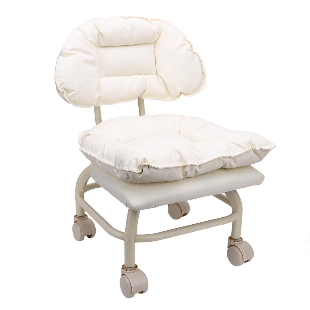Low Rolling Stool with Back Water Proof PU 360 Degree Rotating Soft Padding Short Rolling Stool