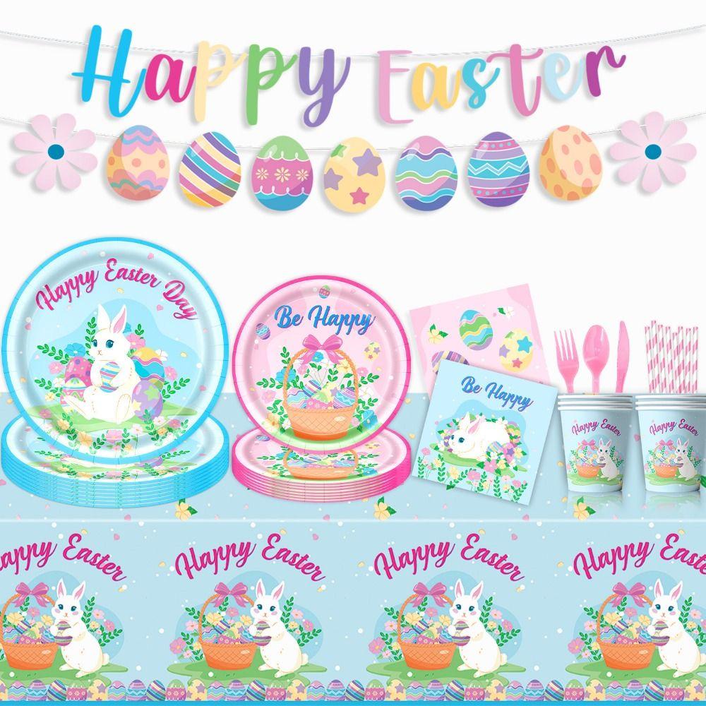 Creative Easter Party Decorations Cute Spiral Hanger Easter Theme Decor Balloon DIY Rabbit Egg Banner Scene Decoration