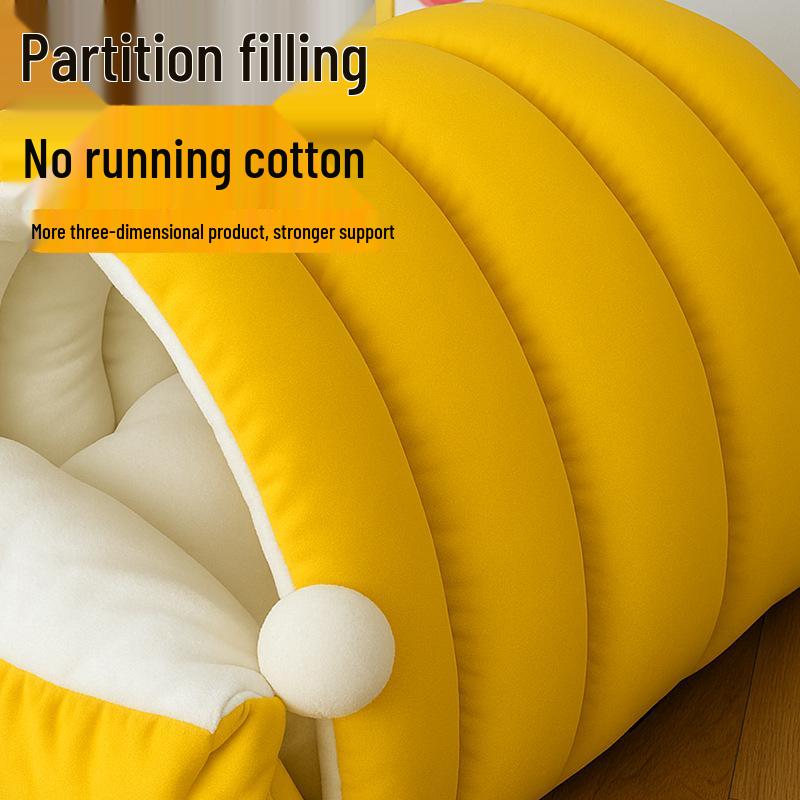 Cute Caterpillar Cat Bed Warm Sofa for Small Pets - Ideal for Autumn/Winter