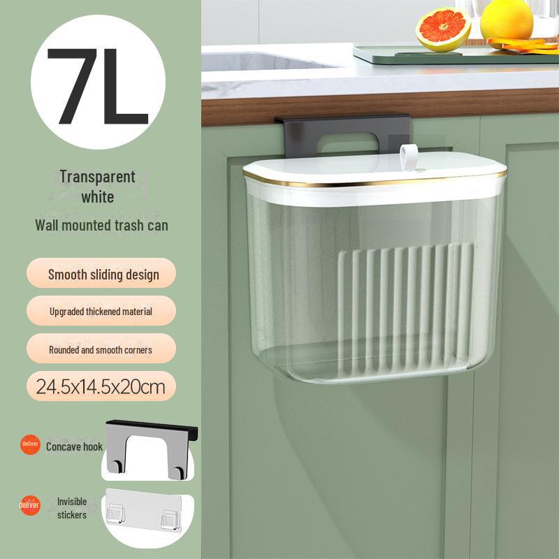 Wall-Mounted Kitchen Waste Bin with Lid - Versatile Trash Basket for Kitchen or Bathroom.