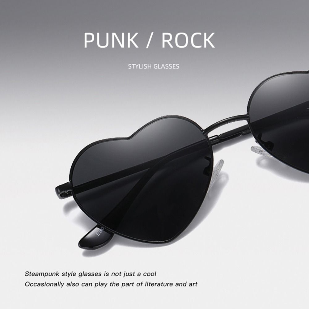Trendy UV400 Protection Metal Frame Heart Sun Glasses Heart-Shaped Sunglasses 90s Glasses Shades