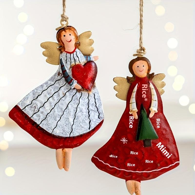 4Pcs/Set Vintage Angel Hanging Decor Fantasy Wooden Xmas Tree Hanging Ornament Decor For Home New Year Gift Christmas Decor