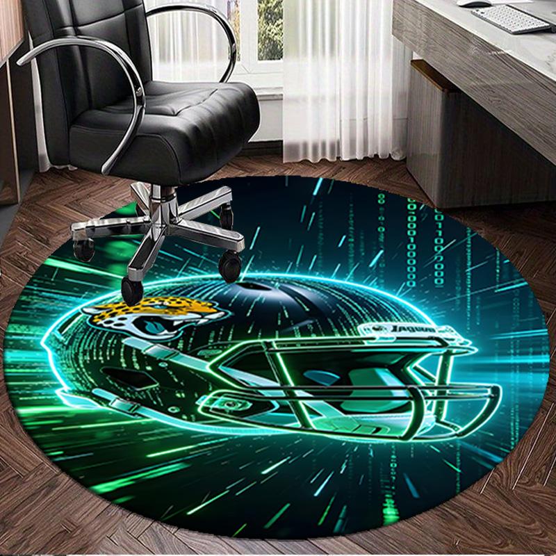 Jaguars Team Spirit Round Rug for Livingroom,Bedroom, Palyroom, Chair Rug, Area rug, Circle Carpet, Large Size Fan Christmas gift