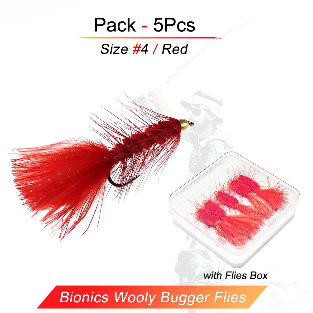 5 шт.-с коробкой для мушек, быстро тонущая латунная бусина, мохнатая приманка для ловли форели/баса/лосося