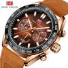 Лучшие роскошные брендовые часы Minifocus с коробкой, повседневные мужские часы, кварцевые часы, кожаные мужские часы 0403G