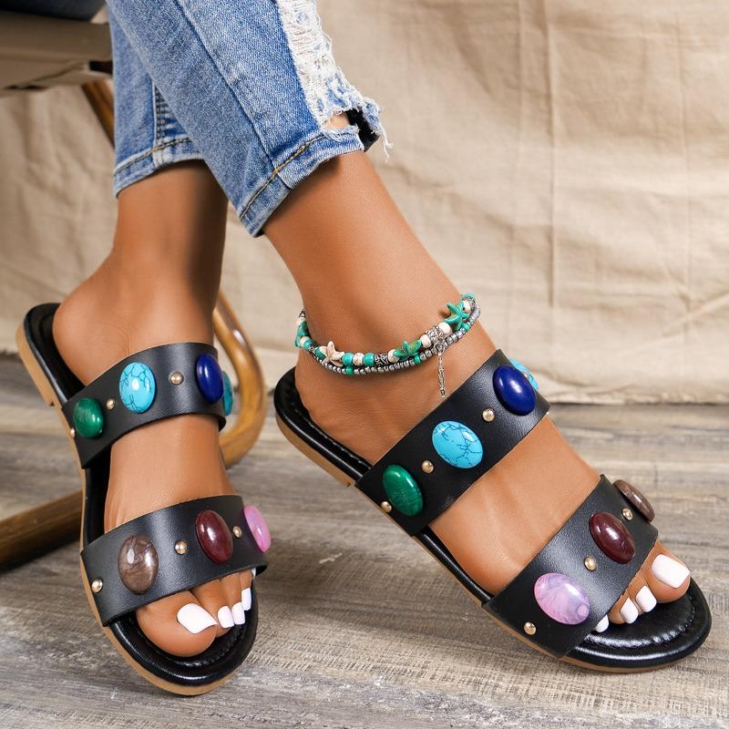 Women's Summer Soft-soled Slippers Flat-soled Comfortable and Durable Cute Cartoon-shaped Open-toe Slippers