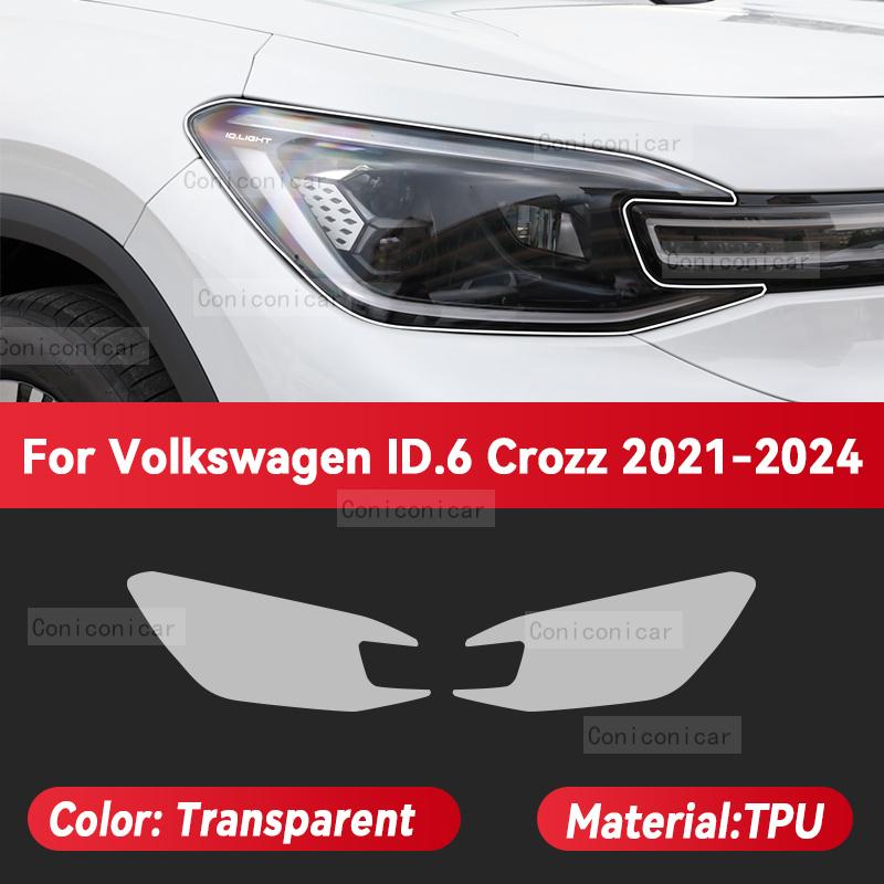 For Volkswagen ID.6 Crozz 2021-2024 Car Headlight Transparent TPU Protective Cover Film Front Light Tint Change Color Sticker