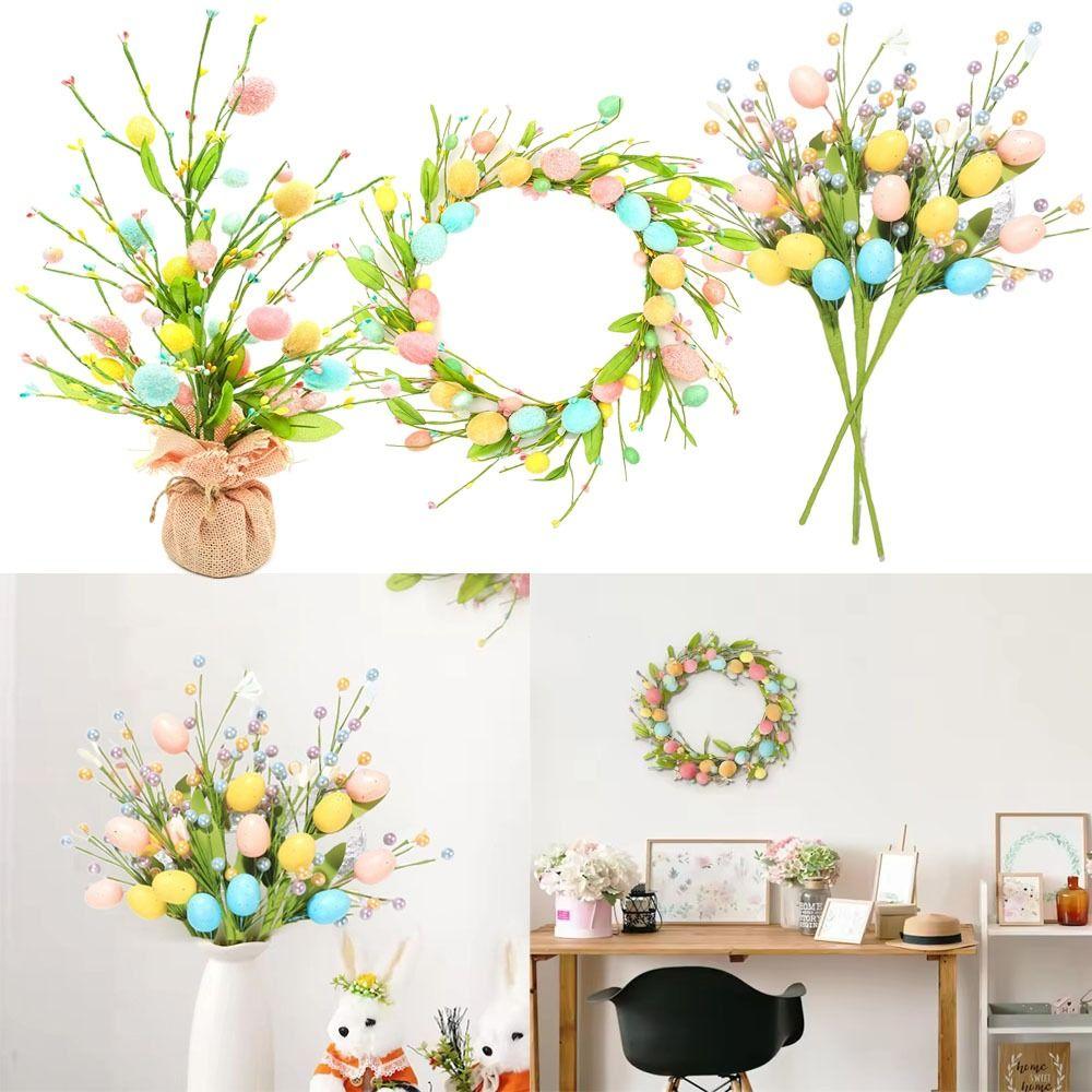 2025 Easter Artificial Egg Flower Branch Simulation Berry  for Vase Easter Party Home Decors