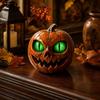 Pumpkin-Shaped Resin Figurine Compact Jack-O'-Lantern Decor Indoor Outdoor