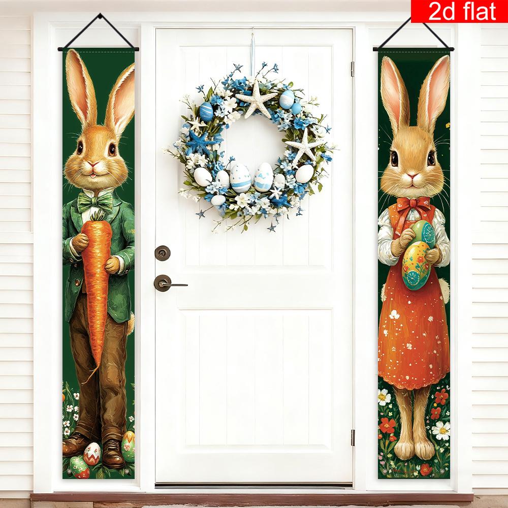 Easter Porch Sign Bunny Carrot Egg Country 1 Pair Indoor Outdoor Decor