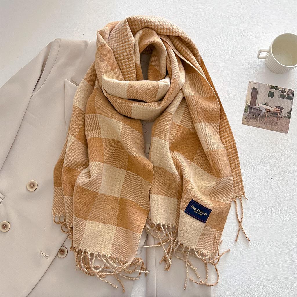 Long Thickened Warm Scarf For Women 40*200CM Tassel Pashmina Shawl Faux Cashmere Warps Autumn Winter High Quality Blanket