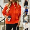 2023 Autumn/Winter Casual Sweater Women's Twist Knitted Sweater Large Size Loose Half Turtleneck Sweater