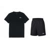 Li Ning Logo Round Neck Short Sleeve T-Shirt Solid Color Quick-Dry Comfortable Shorts Casual Sports Set Unisex Sets YATV115-2