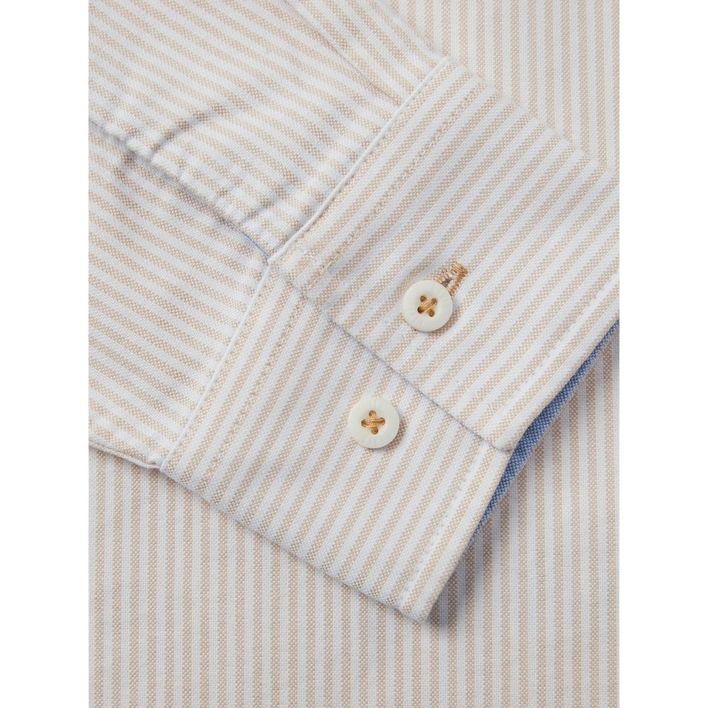 Levis Свободная Повседневная Полосатая Мягкая Удобная Рубашка с Длинным Рукавом Мужские рубашки Коричневый Белый 0017V-0008