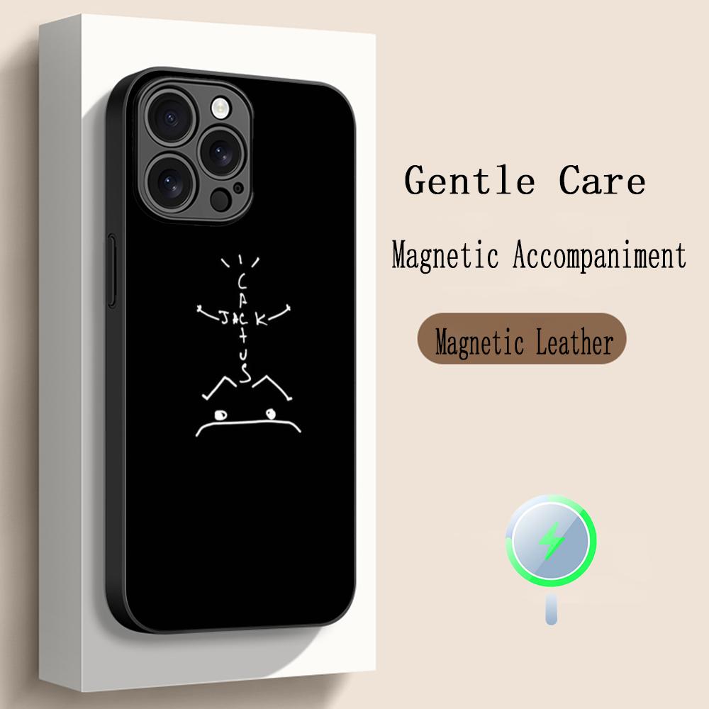 Модный Чехол Для Телефона С Крутым Логотипом Трэвиса Скотта Для iPhone 17 16 15 14 13 12 Plus Pro Max Высококачественный Роскошный Magsafe Овчина