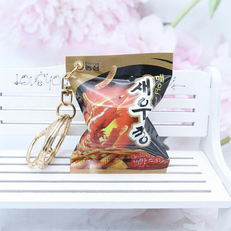 Simulation Korean Snack Keychain Mobile Phone Mini Snack Pendant Car Keyring Backpack Charm Decoration Jewelry Gift