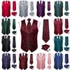 Mens Waistcoats Vest Set Red Blue Black Purple Paisley Waistcoat Dress Wedding