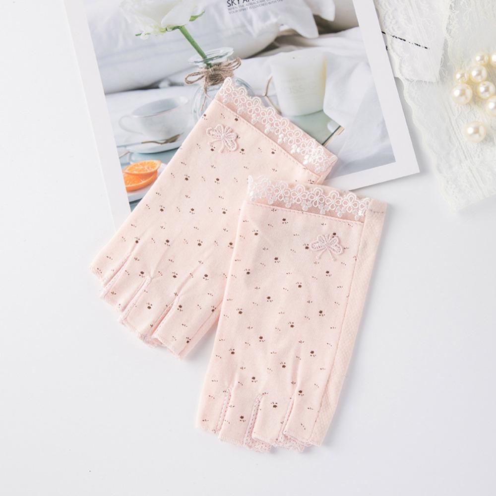 Anti-slip Women Half-finger Gloves Cotton Sunscreen Gloves Fashion Cycling Gloves for Cycling