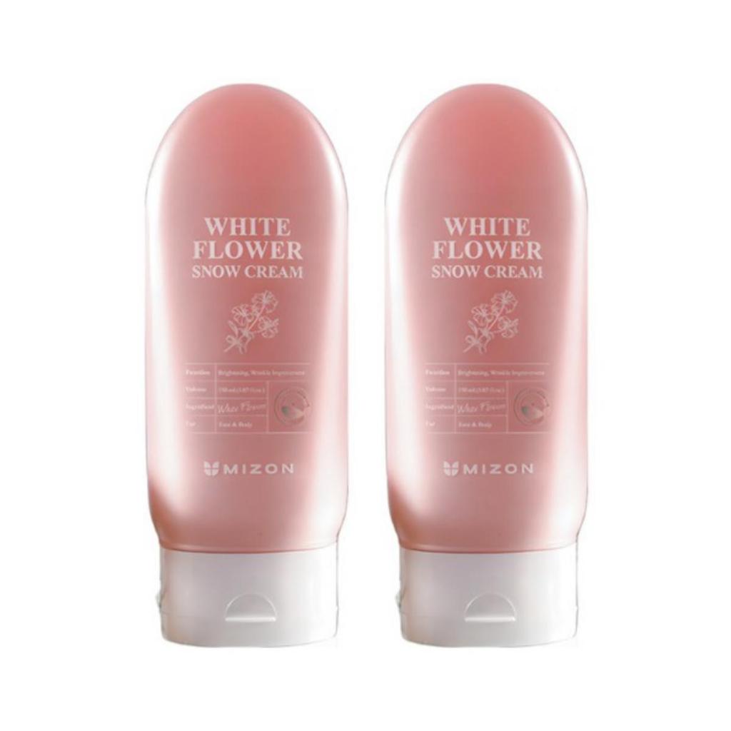 Mizon Крем для лица и тела White Flower Snow Cream 150 мл - Мгновенное отбеливание и выравнивание тона / Осветляющий увлажняющий крем для лица и тела