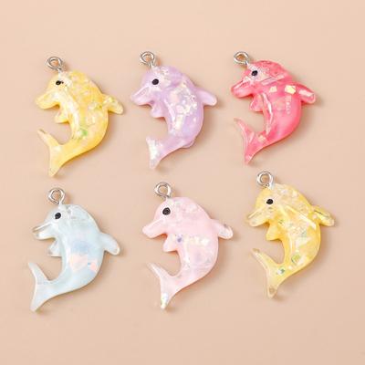 Лесли 10 шт. Красочные смоляные блестящие подвески-шармы в виде дельфинов для серег-капель, браслетов, ожерелий, изготовления ювелирных изделий, DIY-крафта
