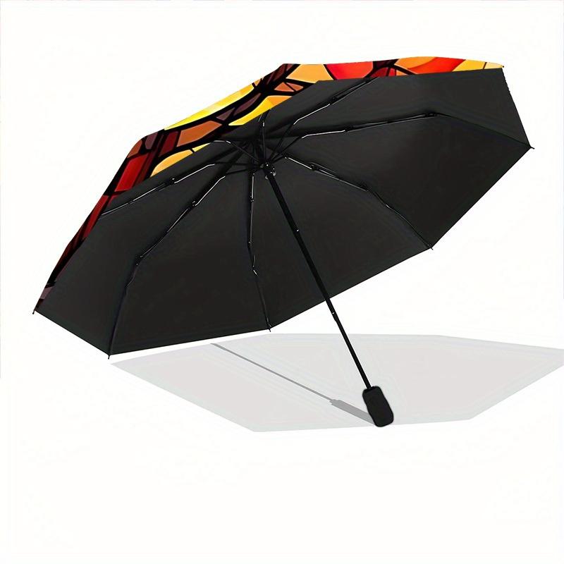 1pc Autumn Tree Pattern Automatic Opening/Closing Folding Umbrella with 35 Ribs, Plastic Handle, Windproof Portable Sunshade Umbrella y250726075