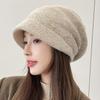 Женская осенне-зимняя шапка-бини, ветрозащитная и теплая, с козырьком, универсальная, модная вязаная шапка