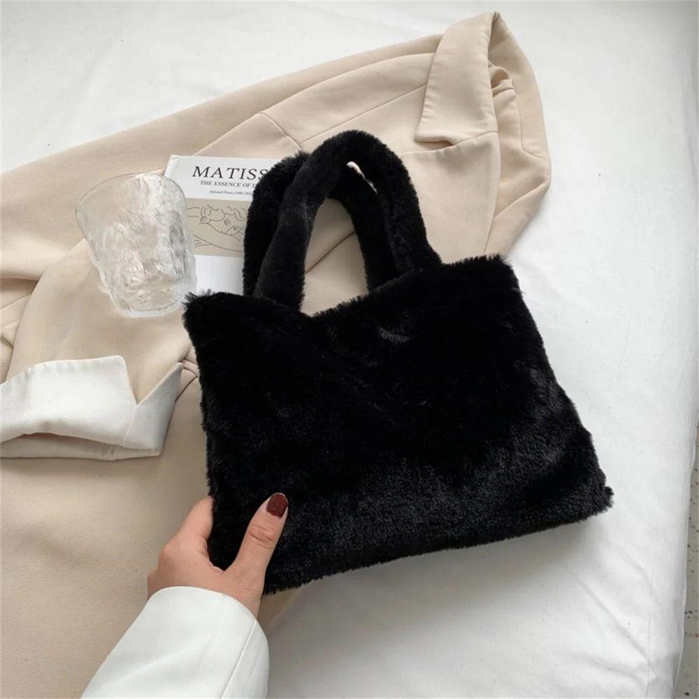 Plush Shoulder Bag Cute Hand Bag Versatile Tote Bag  Female