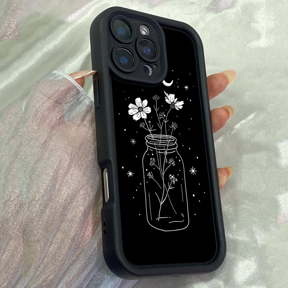 JT93 черно-белый арт рисунок линия для iPhone 17 16 15 14 Pro Max Samsung S26 S25 S24 Ultra A17 A16 A07 A56 A06 Xiaomi 15T Redmi 14C 15c Мягкий чехол из ТПУ