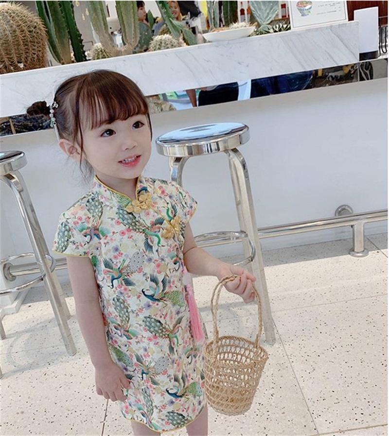 Летнее облегающее платье-ципао для девочек в стиле ретро с юбкой в китайском стиле