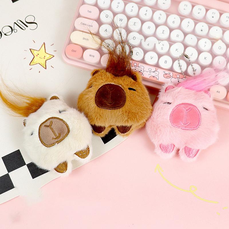 Забавные плюшевые игрушки капибара милый брелок плюшевая подвеска кукла кулон рюкзак автомобильный брелок декор капибара аксессуары детский подарок