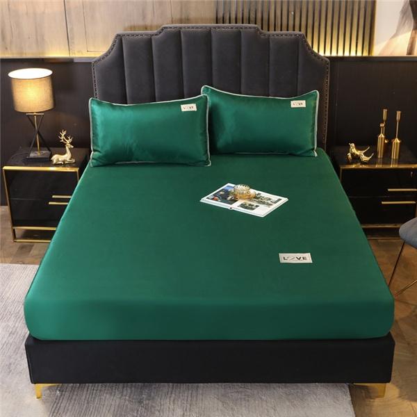 3 шт. шелковое постельное белье Роскошное детское двойное постельное белье размера «queen-size» комплект атласных простыней наволочки постельное белье плоские простыни