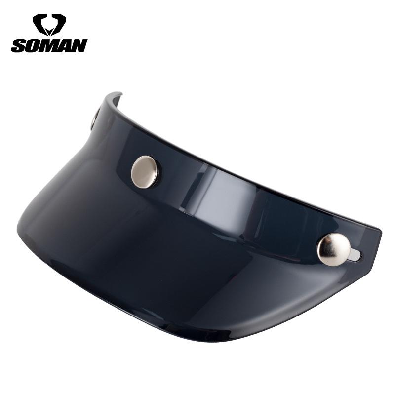 Retro Motorcycle Helmet with Three-Button Sunshade Brim - Half Helmet Design