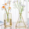 Metal Flower Vase Stand Transparent Glass Vase Love Gifts Desktop Household Ornament Nordic Style Home Decor Office Decoration