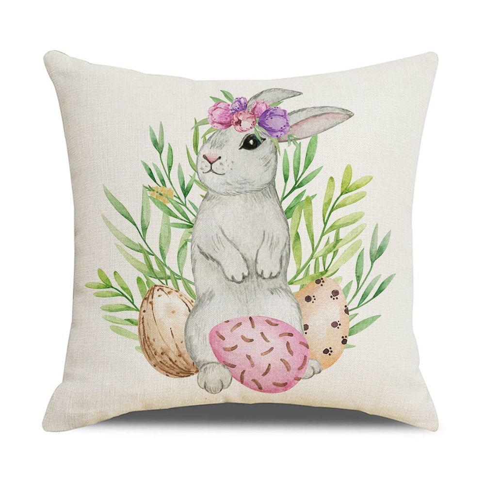 Happy Easter Bunny Eggs Sofa Pillow Case Cushion Cover Easter Decorations Easter Pillowcase