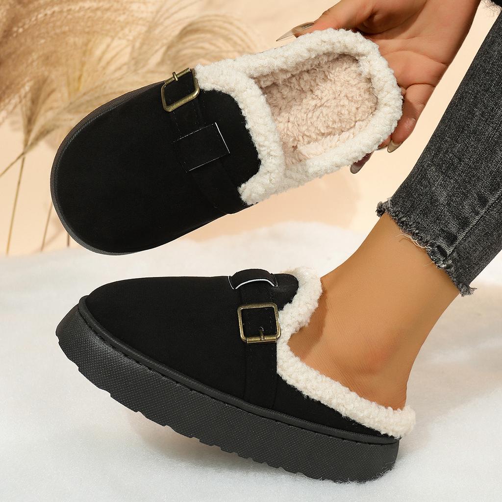 2025 Women Luxury Ankle Slippers Plush Retro Cotton Designer Shoes Women Flat Comfortable Platform Slippers Slides Women