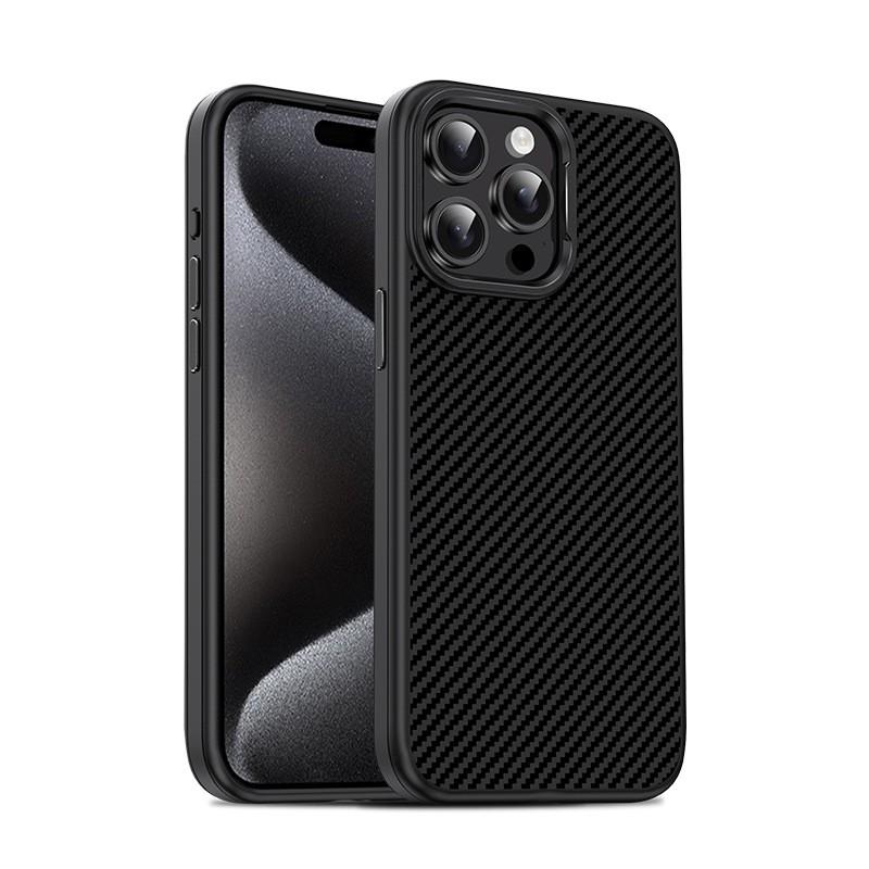 Carbon Fiber Texture TPUPC Hybrid Case IPhone 15 Pro Max 14 13 Shockproof Matte Cover