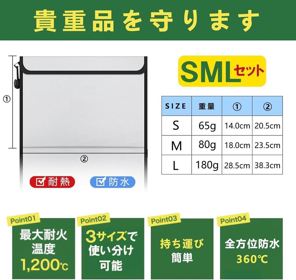 Fireproof Fireproof Fireproof Fireproof Storage Disaster Fireproof Storage Case for A4 Valuables Home Large Can Store Money Money Set of 3 Sizes Bag,