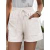 Women's High-Waist Linen Shorts: Solid Color, Loose Fit, Wide-Leg