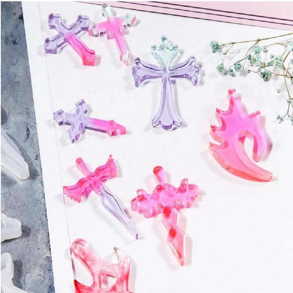 5pcs Silicone Silicone Molds Set White Cross Resin Molds Cross Shape Silicone Mould DIY Decorative