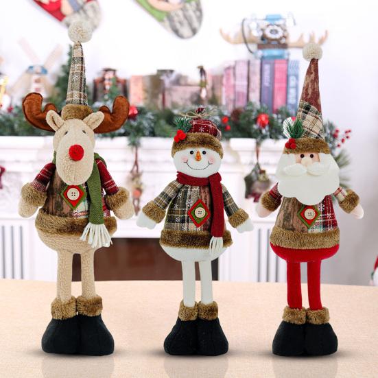 Рождественская плюшевая игрушка с выдвижными ногами, ручной работы, олень, снеговик, Санта Клаус, плюшевая кукла, рождественское украшение для праздничной вечеринки