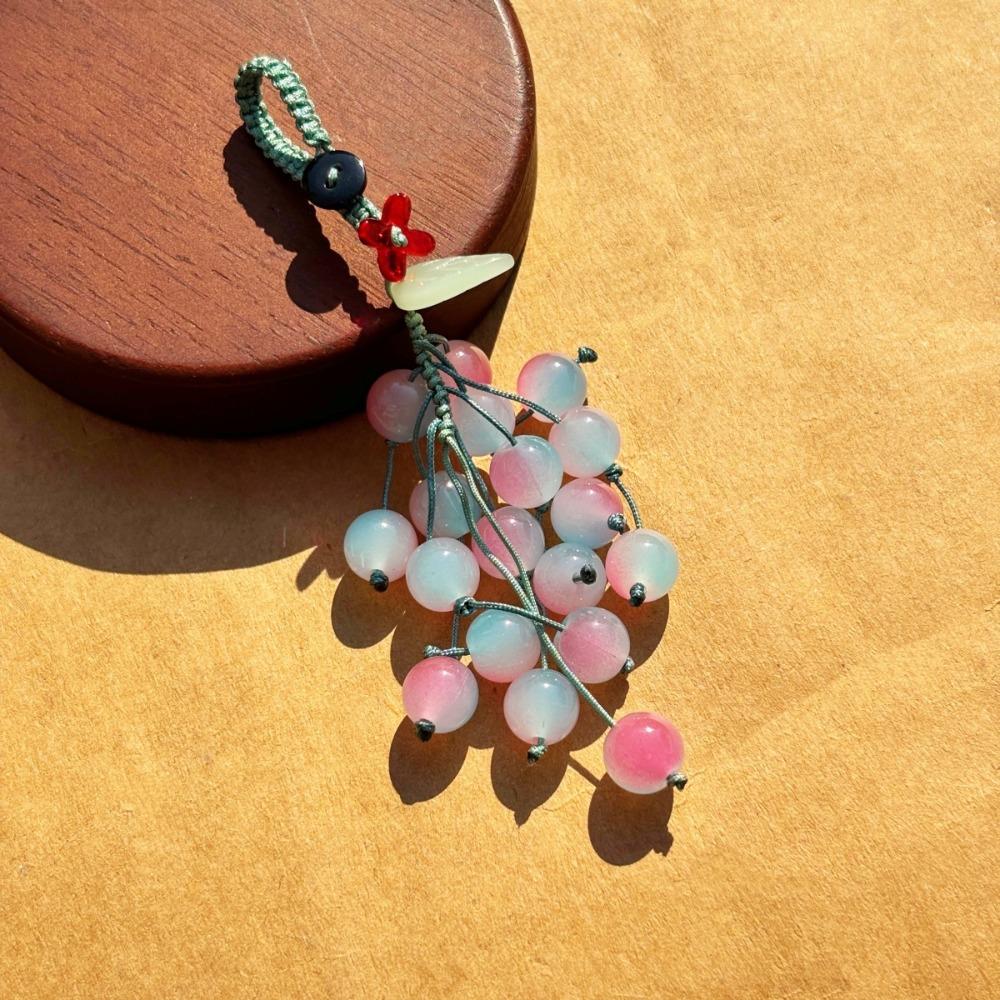 Chinese Style Lucky Pendant Cute Grape Design Bag Hanging Ornament Key Chain Birthday Gift
