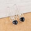 Natural Black Tourmaline Gemstone 925 Sterling Silver Handcrafted Earrings 2.00" EE-32-27