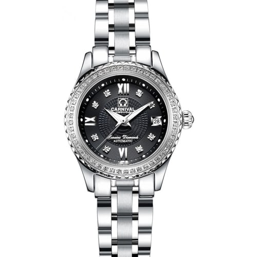 Carnival Couple's Watches, Men's and Women's Automatic Mechanical Watches, Romantic Couple's Set, Black